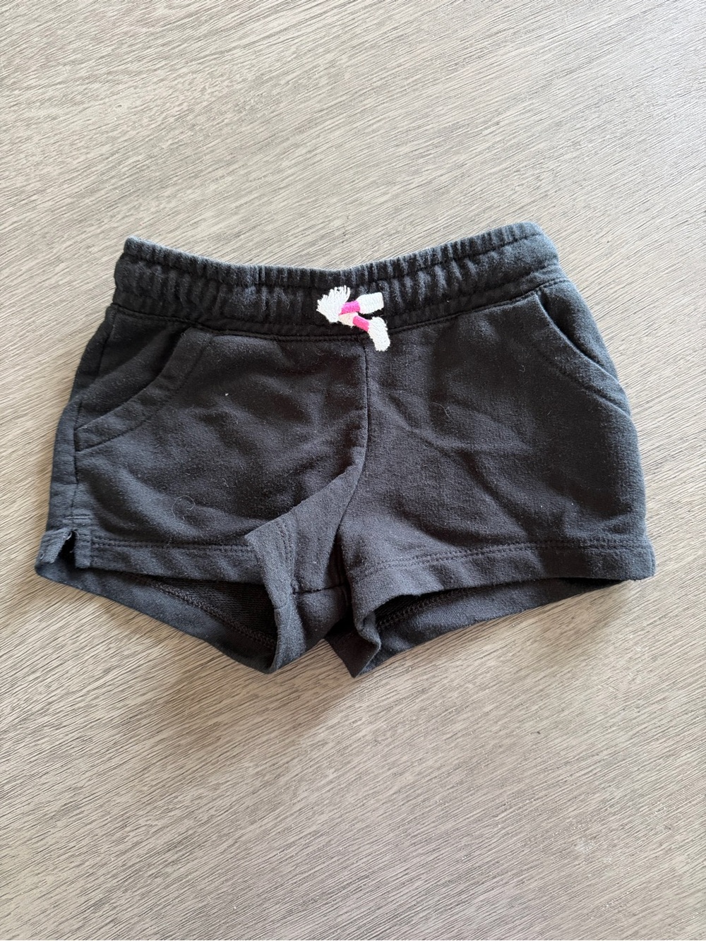Cat & Jack Black Knit Girls' Pull-On Shorts with Pink Accent Tie